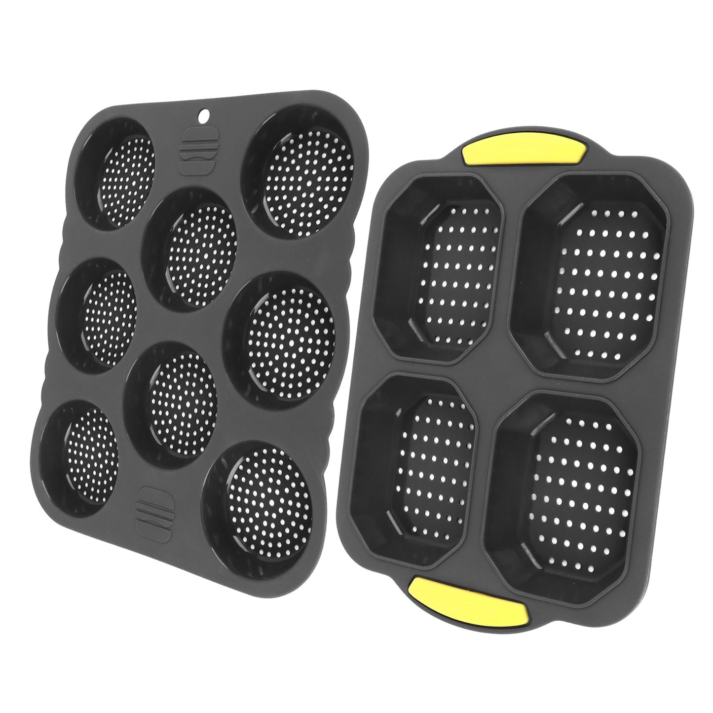 8 Cavity Silicone Hamburger Bread Mold 4 Cavity Silicone Baguette Pan for Baking Bread Ovens Microwaves Dishwashers Refrigerators